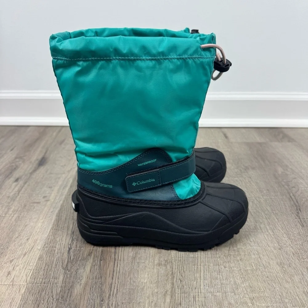Columbia Powderbug Snow Boots Youth Size 4 Waterproof Winter Boots Aqua 400g